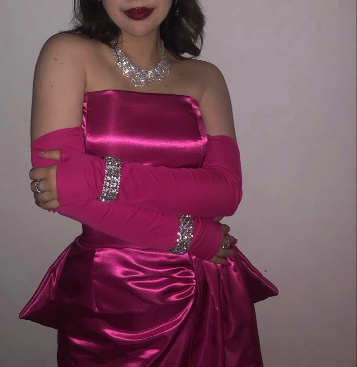 Sweet Hot Pink Strapless Satin Bow Short Party Dress Homecoming Dress Sleeveless TP2665