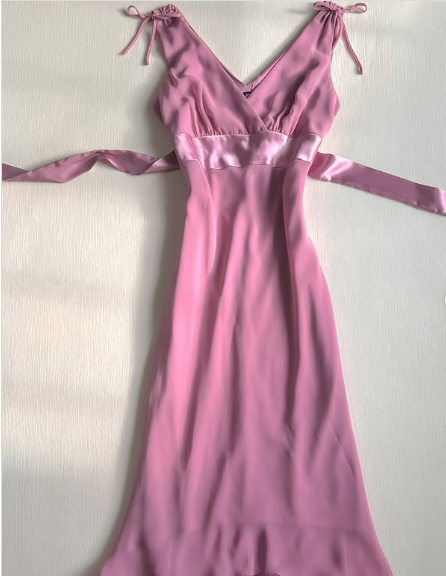 Vestido de fiesta rosa con escote en V, sin mangas, corte A, sencillo, vestido de noche TP2684