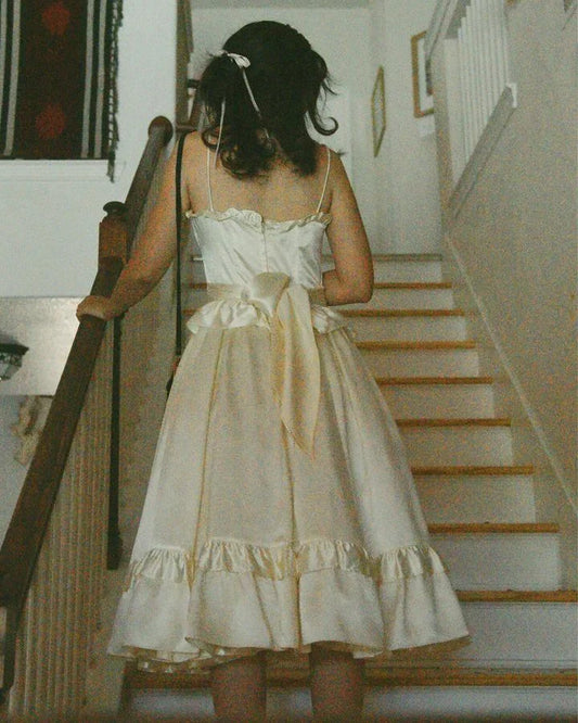 Vintage Ivory Strapless A-Line Satin Birthday Party Dress Homecoming Dress TP2723
