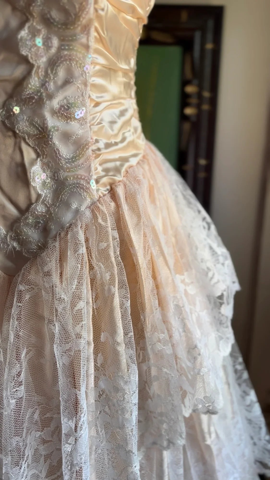 Vestido de fiesta vintage rosa sin tirantes con encaje y lentejuelas, escote corazón, corte A, TP2741