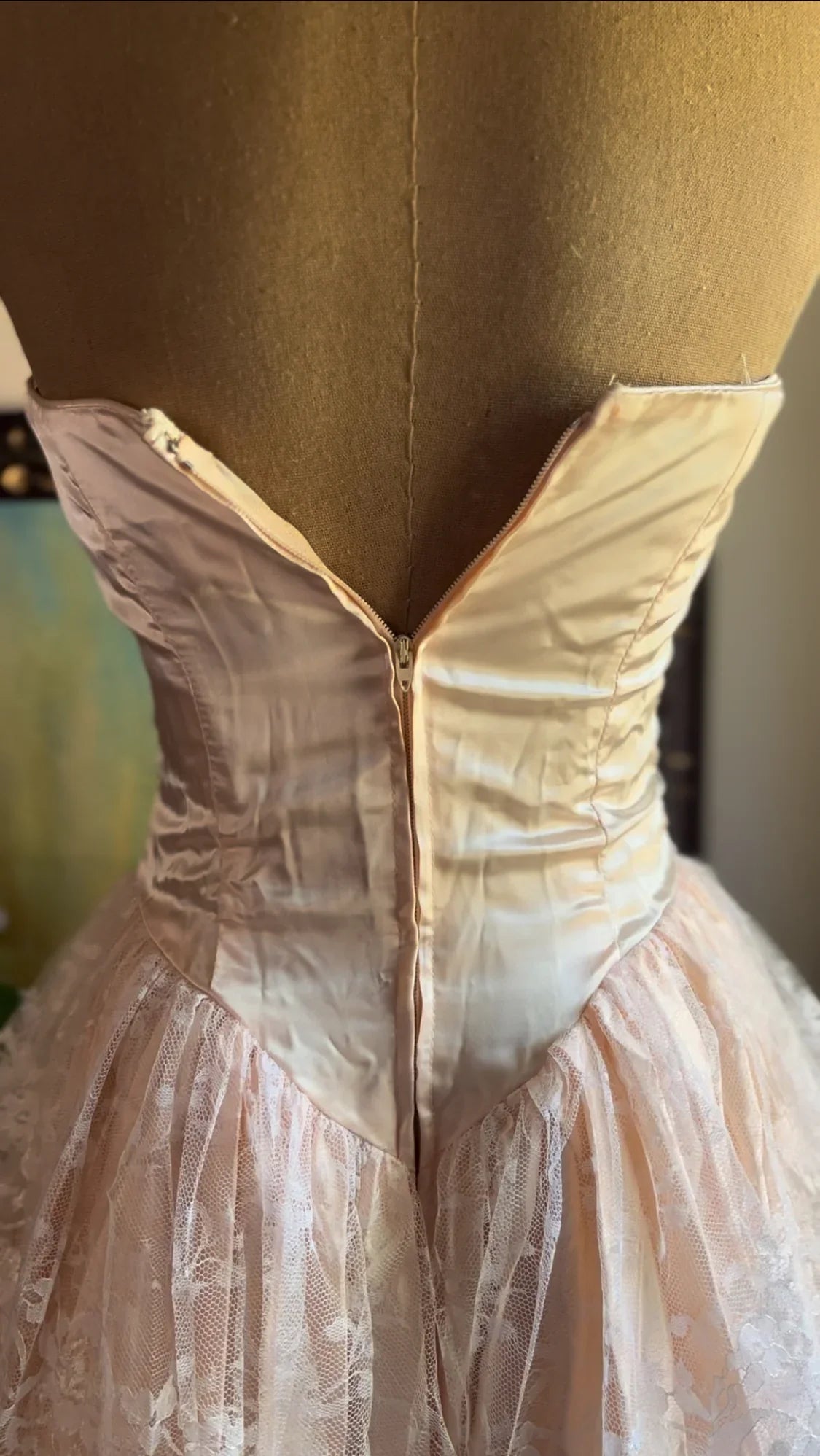 Vestido de fiesta vintage rosa sin tirantes con encaje y lentejuelas, escote corazón, corte A, TP2741
