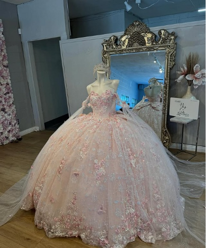 Vestido de princesa rosa claro con escote corazón y lazo, corte A, para fiesta de noche, TP2767