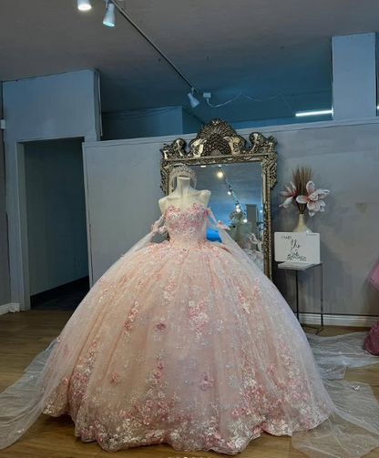 Vestido de princesa rosa claro con escote corazón y lazo, corte A, para fiesta de noche, TP2767