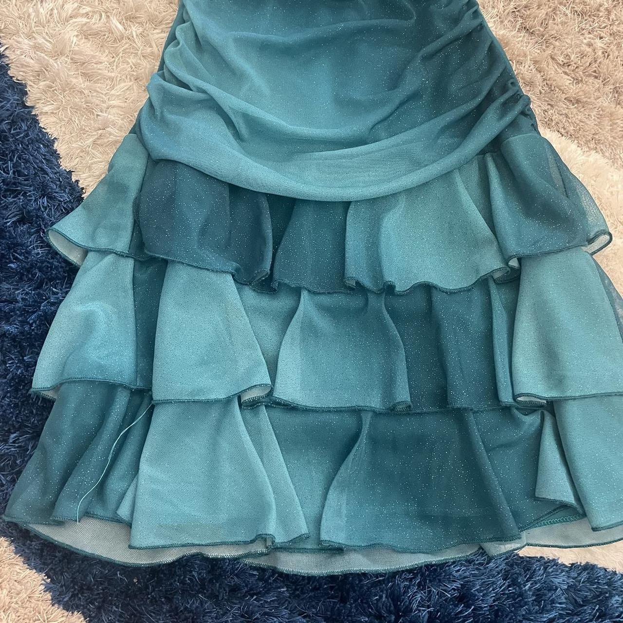 Beautiful Gradient Blue Halter Neck V Neck Chiffon Mini Party Dress Homecoming Dress TP2778