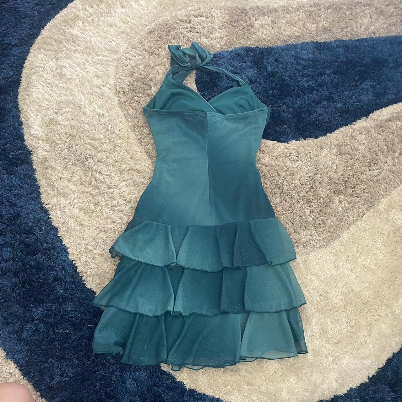 Beautiful Gradient Blue Halter Neck V Neck Chiffon Mini Party Dress Homecoming Dress TP2778