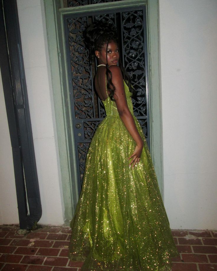 Vestido de fiesta largo verde brillante sin tirantes, corte A, vestido de noche TP2784