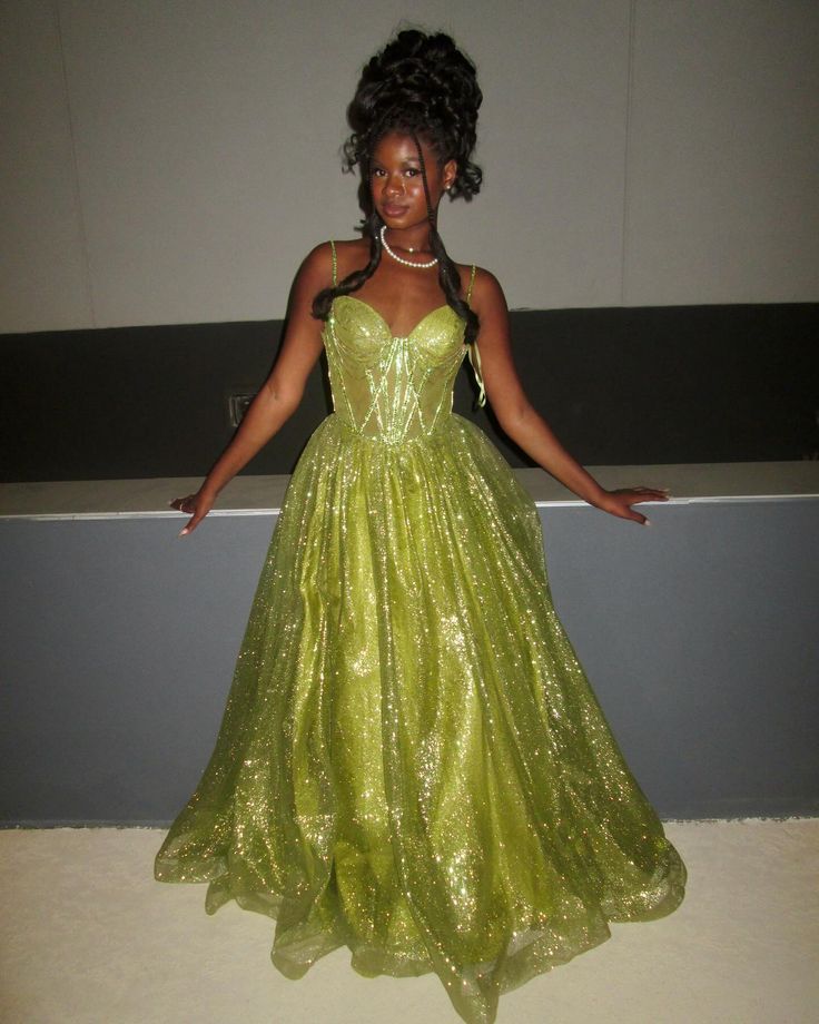 Vestido de fiesta largo verde brillante sin tirantes, corte A, vestido de noche TP2784