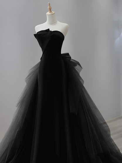 Brown Mermaid Satin Tulle Long Prom Dress, Brown Long Evening Dress TP29