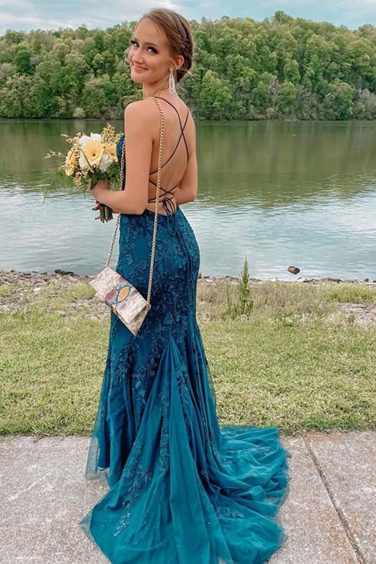 Vestidos de fiesta de sirena con tirantes finos y encaje de tul, vestido formal largo, vestidos elegantes para eventos 