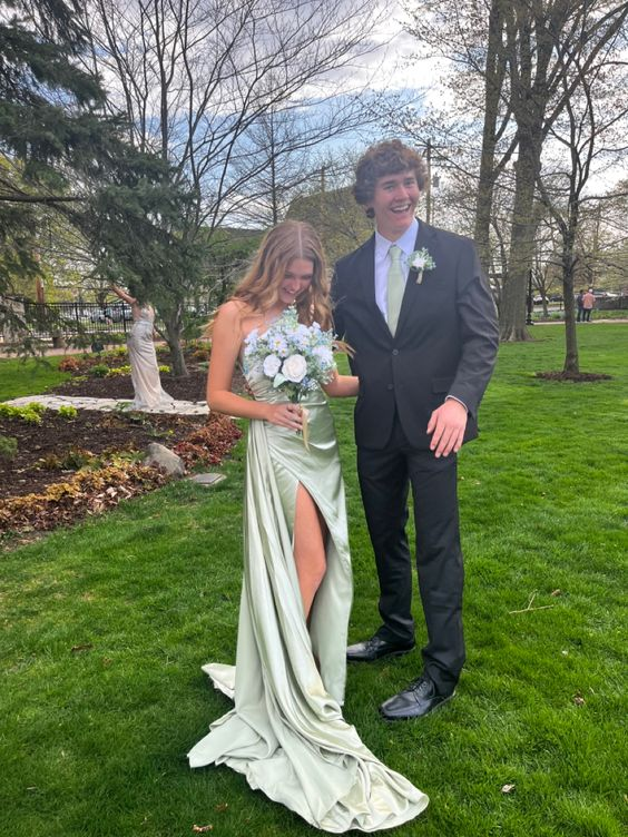 One Shoulder Slit Long Prom Dress Bridesmaid Dress SH876