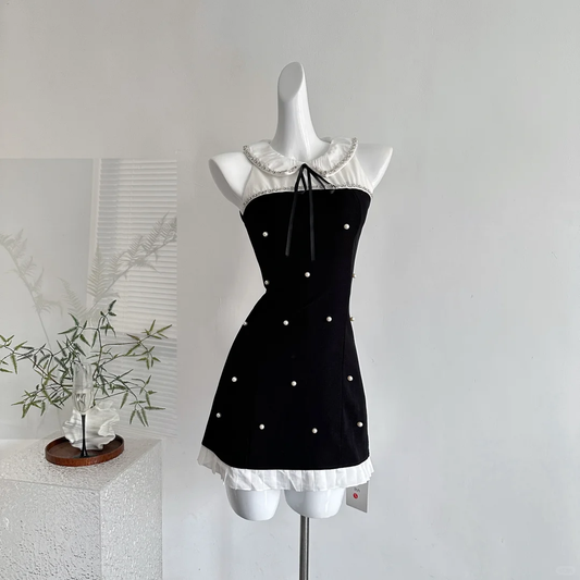 Pretty Black Sleeveless A Line Mini Birthday Dress Holiday Dress S321