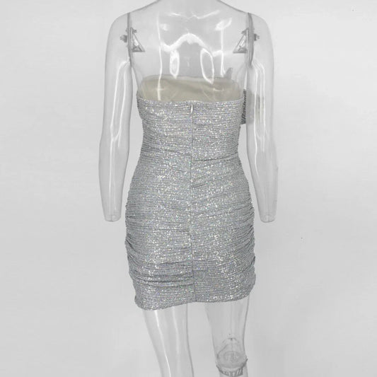 Strapless Silver Grey Short Homecoming Dress With Side Ruffles Party Dresses, AST1191