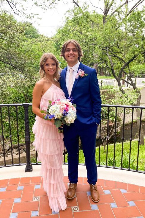 Unique Halter Layered Tulle Prom Dresses, Pink Long Bridesmaid Dresses GP219