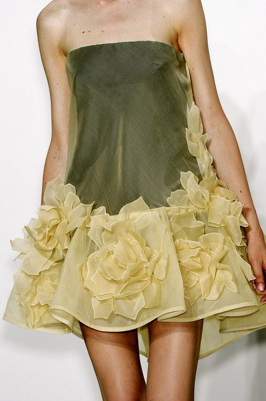 Vintage Strapless Floral Short Homecoming Dress A-Line Dance Dresses,AST1818