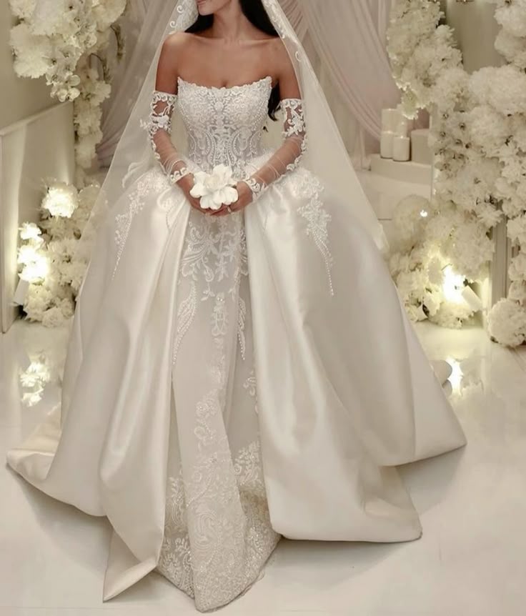 Vestido de novia modesto, vestido de fiesta sin tirantes, blanco, de satén, largo, para novias, W0104