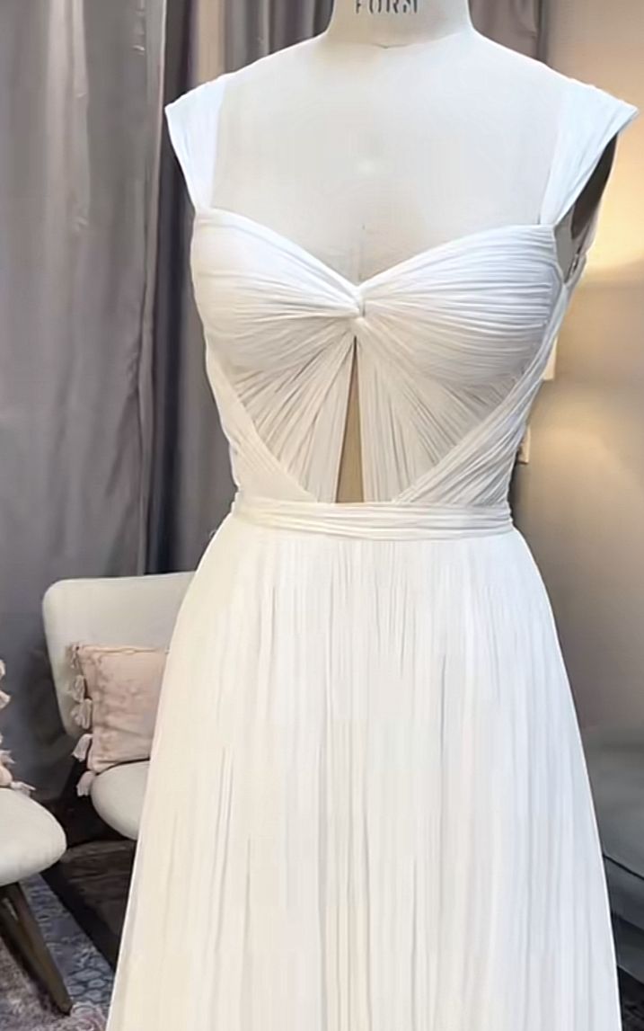 Vestido de novia rústico de corte A, escote corazón, gasa blanca, largo para playa, verano, W0136