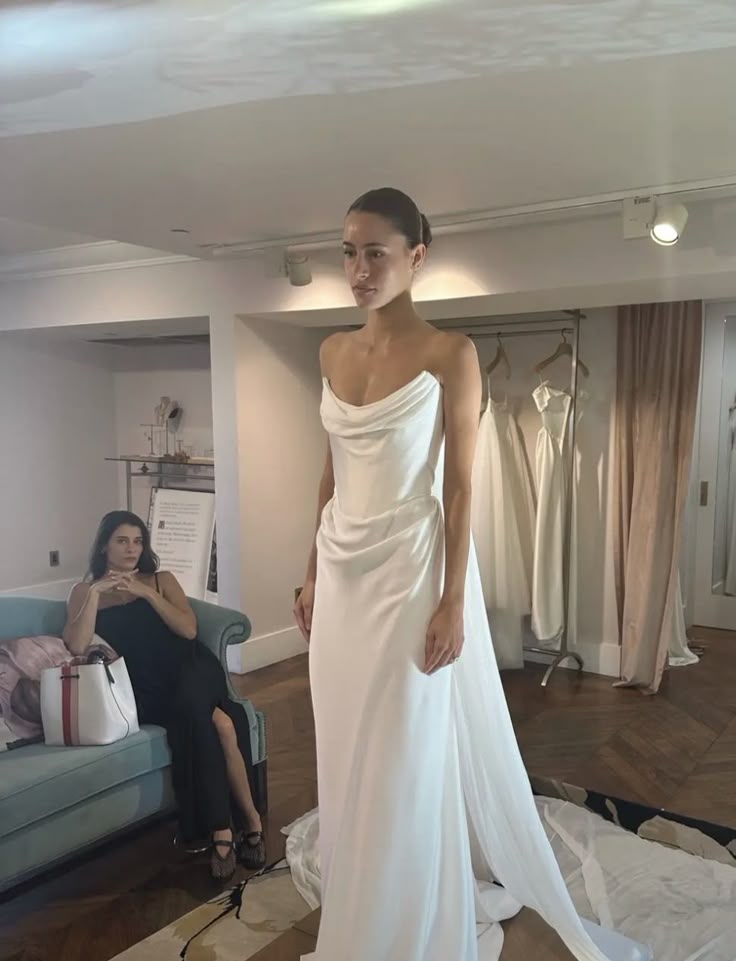 Vestido de novia de ensueño, sin tirantes, de satén blanco, para verano, playa, largo, W0139