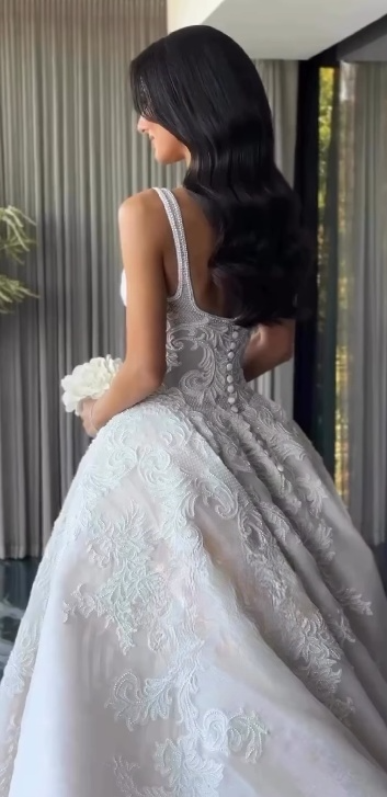 Vestido de novia rústico, vestido de fiesta, escote cuadrado, encaje blanco, tul, largo, para novias de verano, W0143