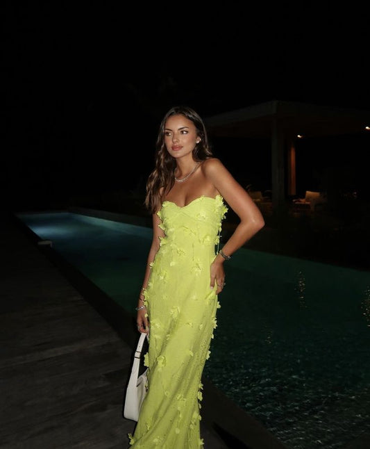 Modest A line Sweetheart Chiffon Yellow Prom Dresses Formal Summer Spring Wedding Guest Dresses Wedding Guest Outfit W0183