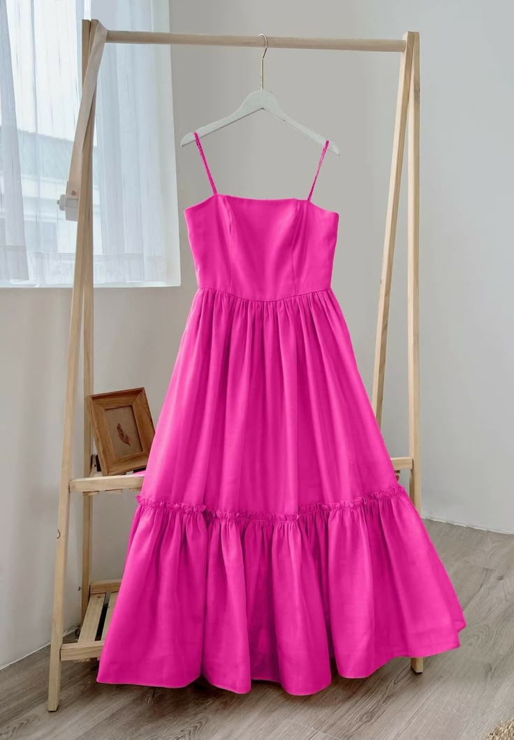 Vestido sencillo y modesto de corte A con tirantes finos para cumpleaños número 18, vestido de fiesta y atuendos para cumpleaños número 21 para mujer W0257