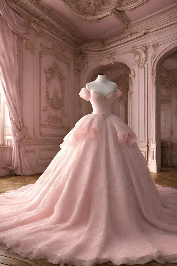 Hermoso vestido de quinceañera largo con hombros descubiertos, rosa, con cuentas, mangas cortas, flores, vestido de 15 años, vestido de dulce 16 W0292