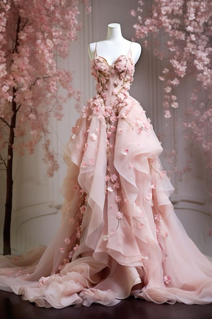 Hermoso vestido de quinceañera largo con escote en forma de corazón de tul y flores rosas, vestido formal de 15 años, vestido de dulces 16 W0298