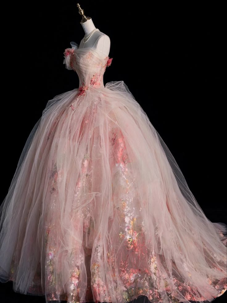 Vestido de quinceañera largo sin tirantes con flores rosas, vestido formal de 15 años W0305