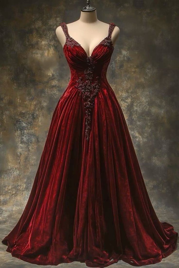 Hermoso vestido de fiesta largo de terciopelo burdeos para quinceañera, vestido formal de 15 años, vestido de dulces 16 W0322