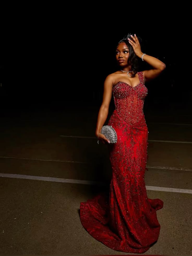 Sexy Mermaid One Shoulder Burgundy Sequin Formal Gown 23rd Birthday Dress Prom Dresses Black Girl 20th Birthday Outfits W0359