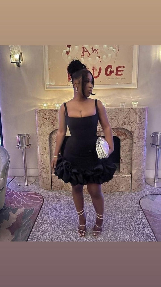 Vestido negro de fiesta de verano para adolescentes, con escote cuadrado y corte tubo, minivestido negro para 18 cumpleaños, vestido de cóctel W0469