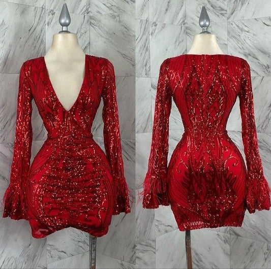 Vestido corto de cóctel con escote en V, color burdeos, para adolescentes, ideal para cumpleaños de 16 años, color dorado, para fiesta de 18 años, W0515