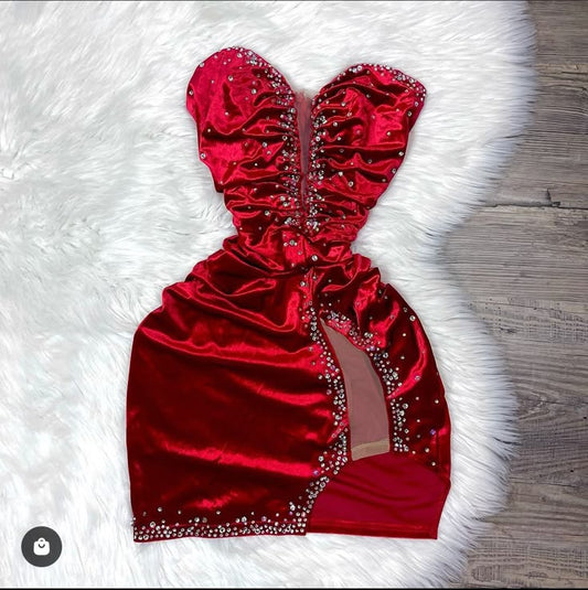 Vestido corto de verano de terciopelo rojo con escote en forma de corazón para 18 cumpleaños, minivestido de cóctel para 21 cumpleaños, W0526