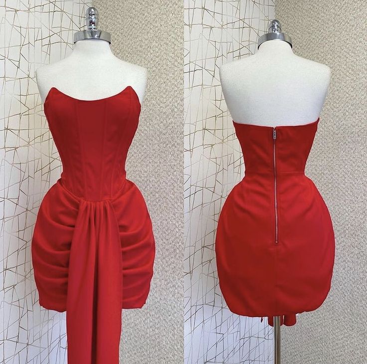Vestido corto rojo sin tirantes para fiesta de bienvenida, de verano, para escuela secundaria, formal, de cóctel, para cumpleaños, W0573