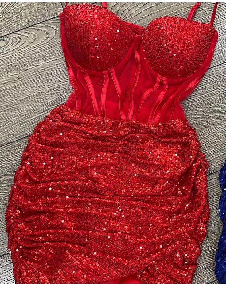 Vestido corto rojo con tirantes finos y lentejuelas para fiesta de verano, para escuela secundaria, cóctel, cumpleaños, W0580