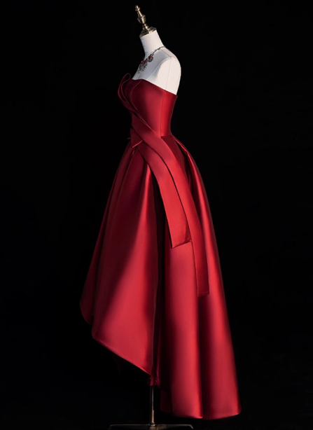 Vestido de fiesta modesto sin tirantes, de satén burdeos, para celebrar 20 cumpleaños, vestidos de fiesta y 18 cumpleaños, W0729