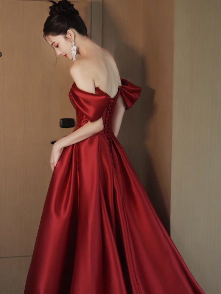 Vestido de fiesta largo con lentejuelas rojas y hombros descubiertos, estilo sirena, elegante, para invitadas de boda de verano, W0736