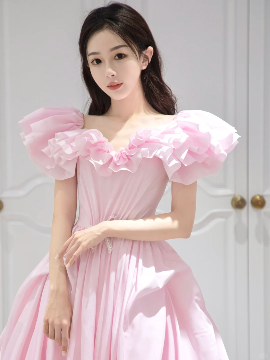 Hermoso vestido de fiesta de quinceañera largo de satén rosa con escote corazón, vestido formal de 15 años, vestido de dulces 16 W0737