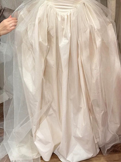 Vestido de novia vintage, vestido de fiesta sin tirantes, color marfil, largo de verano, vestidos de novia W0764