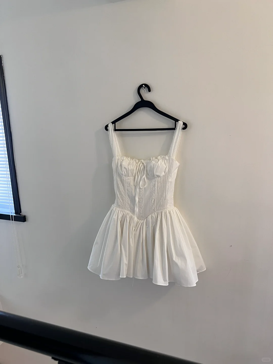 Vestido corto de encaje blanco con corte en A para fiesta de verano, formal, de escuela secundaria, cóctel, cumpleaños, W1002