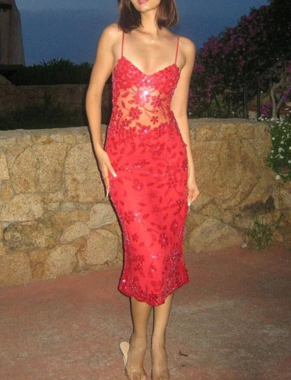 Vestido corto rosa con lentejuelas y tirantes finos, corte A, para fiesta de bienvenida de octavo grado, de verano, para escuela secundaria, para cumpleaños, W1149