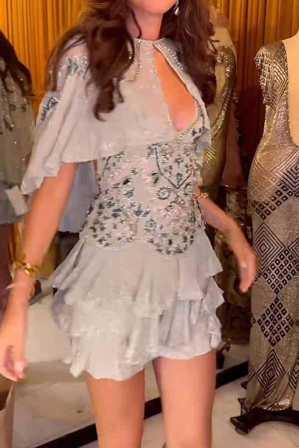 Vestido de fiesta vintage con bordado de cuentas, corte A, espalda descubierta, corto, para cóctel, TP4614