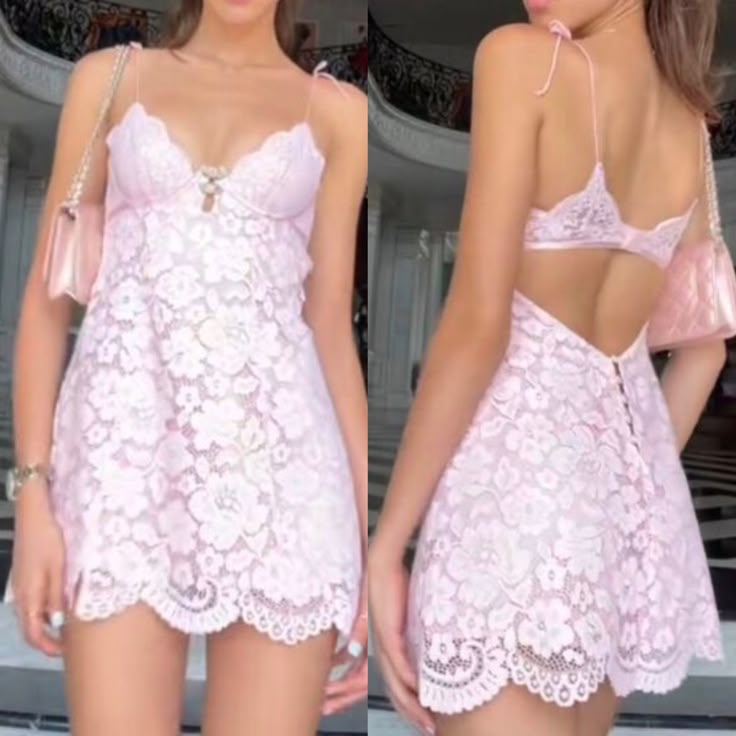 Vestido corto de fiesta de verano para octavo grado, con tirantes finos, encaje rosa, corte A, minivestido formal, para escuela secundaria, W1157