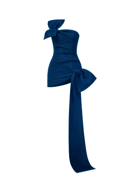 Vestido corto de satén azul marino, sin tirantes, para fiesta de 8.º grado, de verano, para escuela secundaria, de cumpleaños, W1186