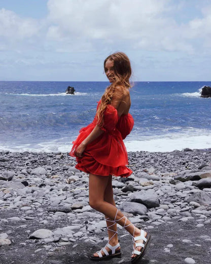 Cute Red Off-the-shoulder Short A-Line Party Dress Cocktail Dress Homecoming Dress TP4428