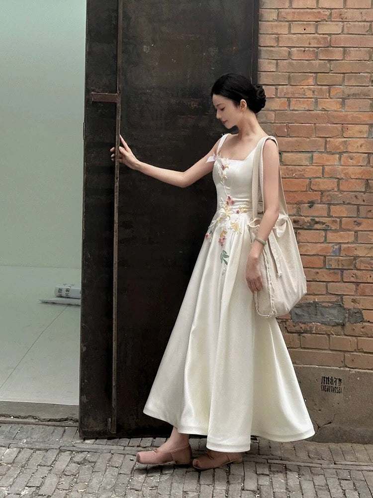 Vestidos de fiesta sexis blancos sin mangas con corte en A y cuello cuadrado, vestidos de fiesta de verano para cumpleaños, vestidos de cumpleaños W806