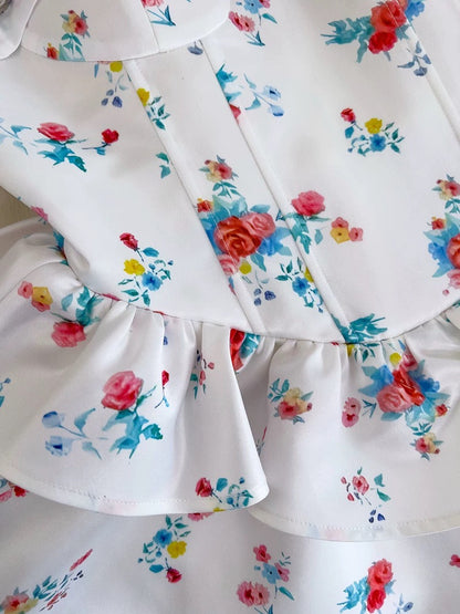 Hermoso vestido de verano con tirantes finos, corte A, estampado floral blanco, para adolescentes, para cumpleaños número 16, minivestido para cumpleaños número 18, vestidos de cóctel para mujer W822
