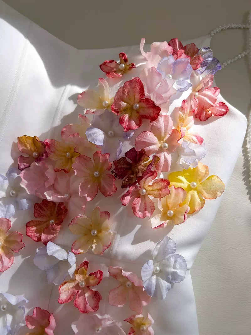 Bonito vestido blanco de verano con tirantes finos para adolescentes, vestido de fiesta para 16 cumpleaños, minivestido para 18 cumpleaños, vestidos de cóctel para mujer W828