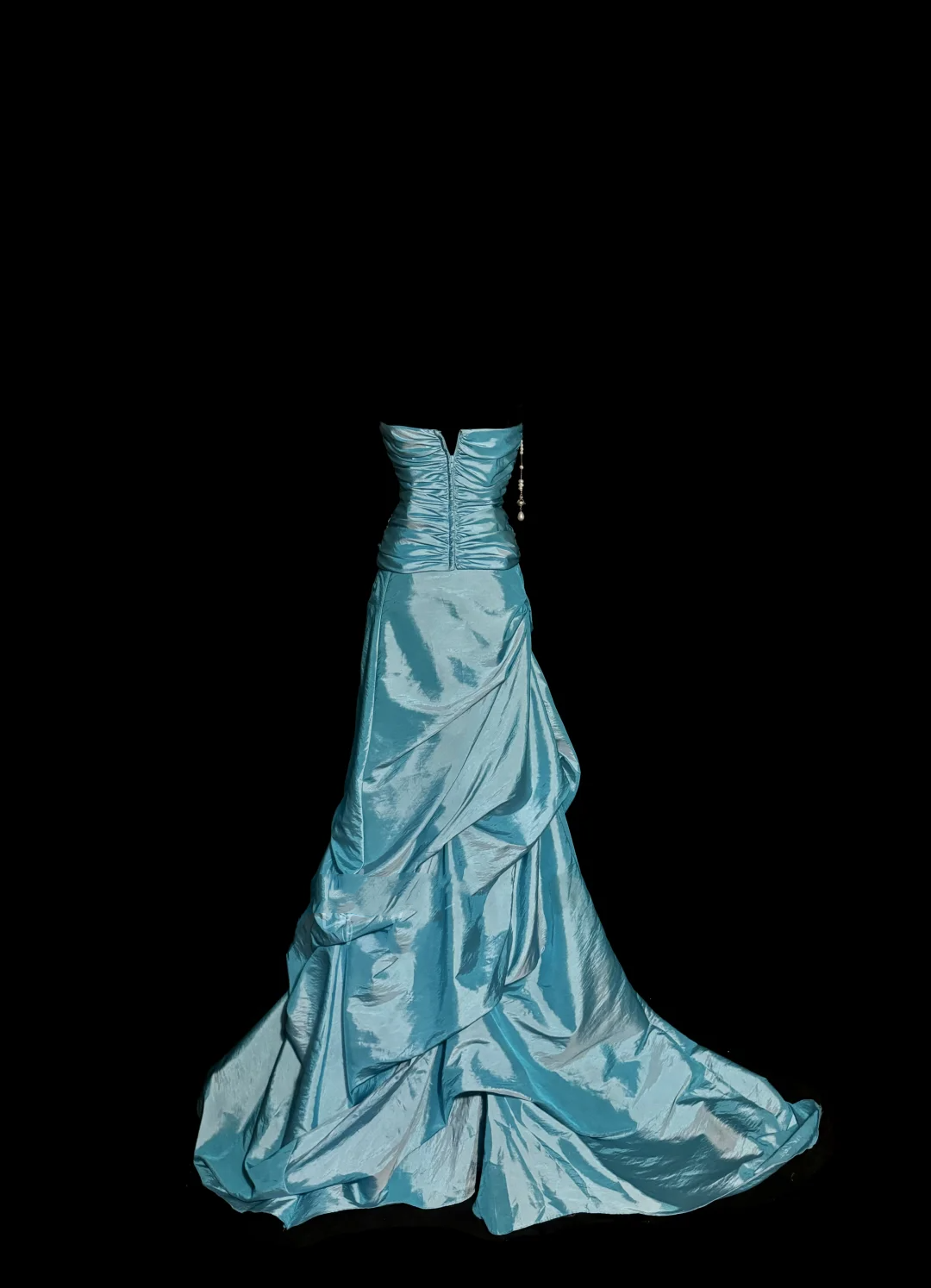 Hermoso vestido de fiesta de tafetán azul con escote corazón, largo para quinceañera, vestido formal de 15 años, vestido de dulces 16 W841