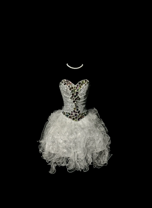 Hermoso vestido de fiesta corto de tul blanco con escote en forma de corazón para octavo grado, vestido de fiesta de verano para escuela secundaria, atuendos de cumpleaños W844