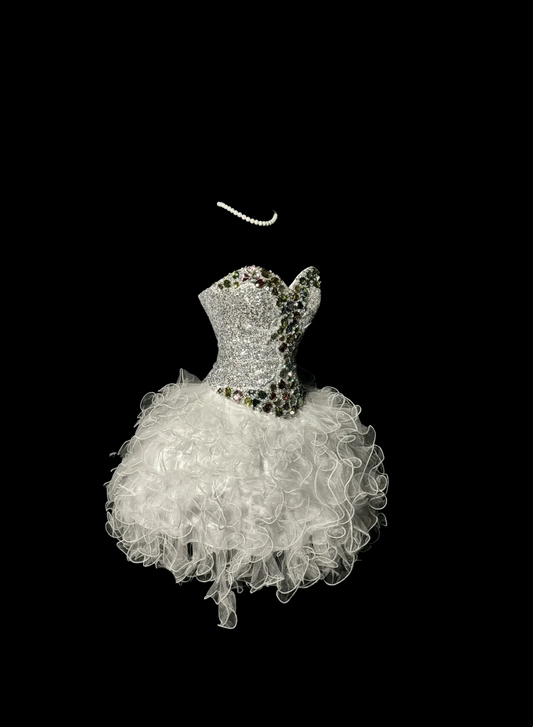 Hermoso vestido de fiesta corto de tul blanco con escote en forma de corazón para octavo grado, vestido de fiesta de verano para escuela secundaria, atuendos de cumpleaños W844